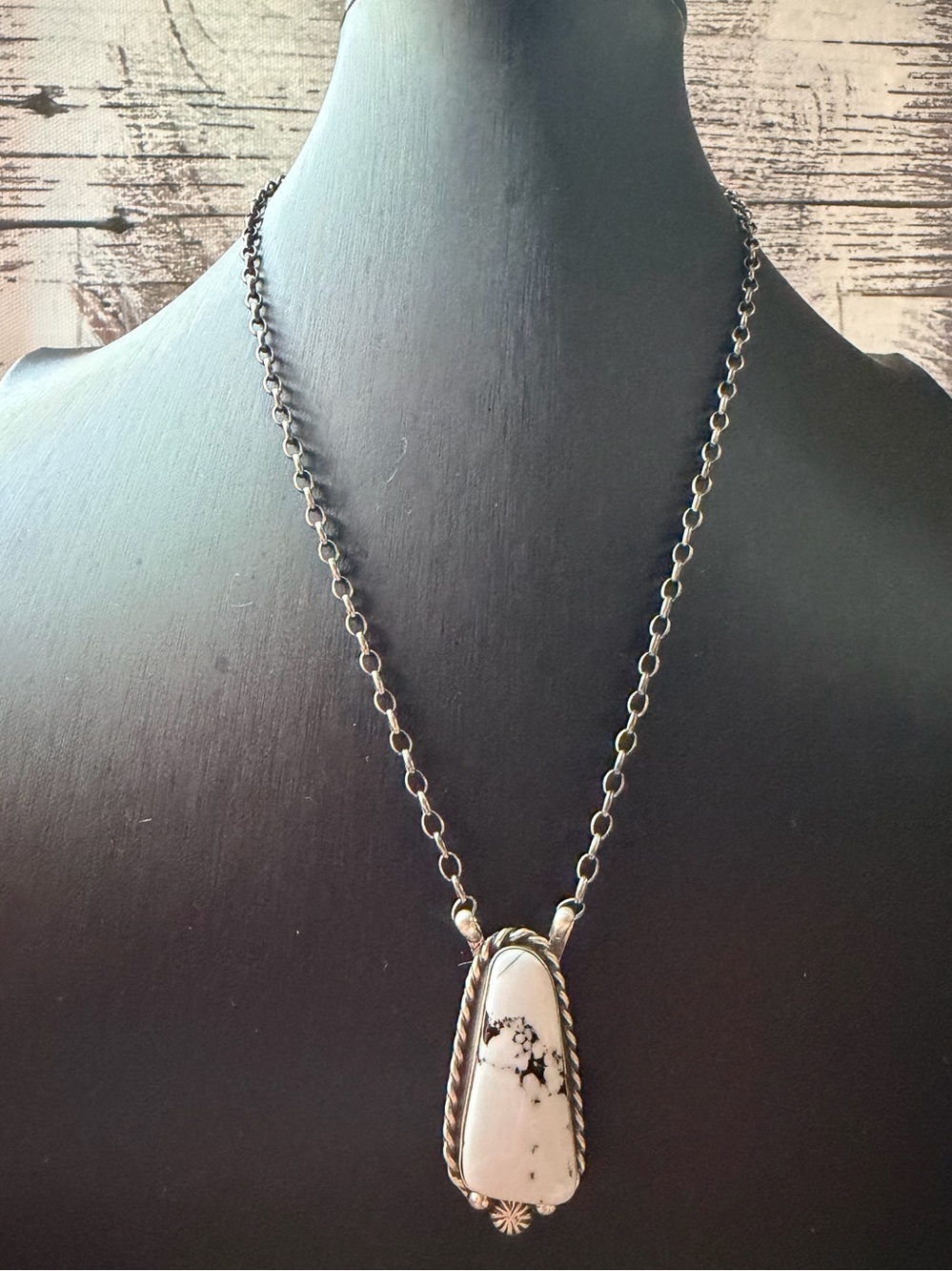 Chasity Belone White Buffalo Pendant Sterling sliver Necklace Chain